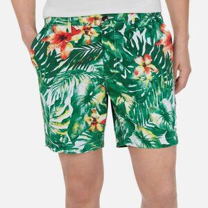 Michael Kors Men’s Slim-Fit Stretch Jungle-Print Shorts, Fern Multi, 34